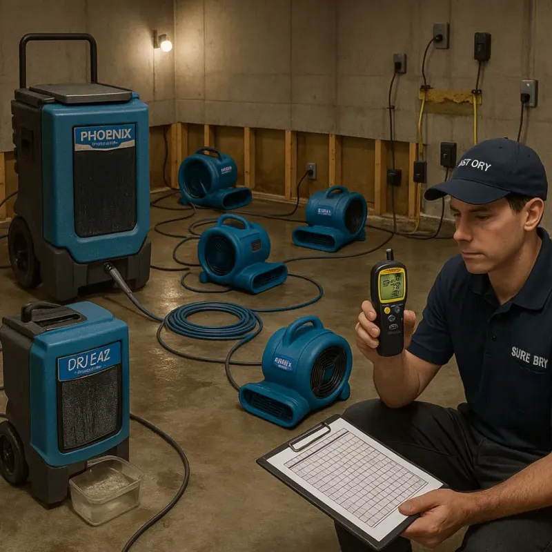 Structural Drying and Dehumidification process in Jamul, CA